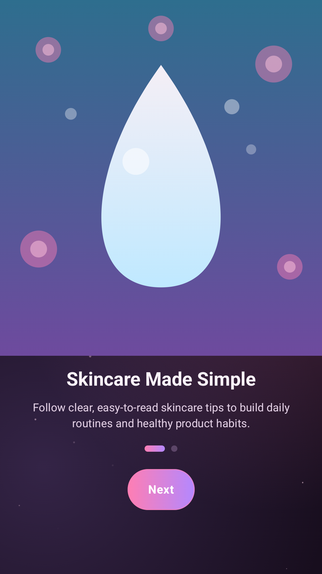 Radiant Glow Guide onboarding screen